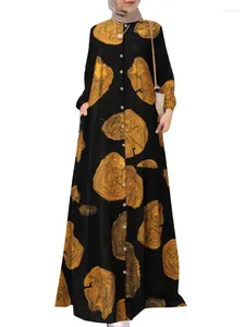Etnik Giyim 8 Renk Çiçek Baskısı Abaya Uzun Elbise 5xl Cepleri ile Ramazan ve Eid Robe sırasında Kadınların Günlük Giyim için Boyut Boyut