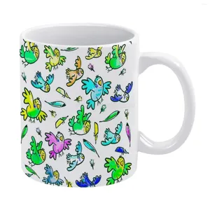 Tassen Wellensittich-bunte kleine Vögel, weiße Tasse, 325 ml, Keramik, Teetasse, Kaffee, Freunde, Geburtstagsgeschenk, bunter Vogel, Wellensittich