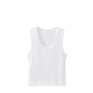 T-shirt Slim ragazze in morbido cotone casual camis e top con bretelle 2022 moda donna ufficio donna gilet bianco a coste corte con bordi grezzi fionda