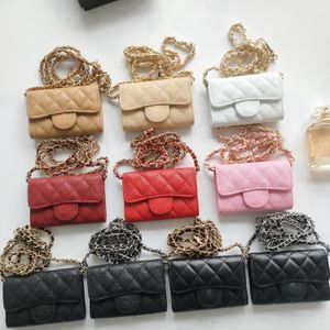 Classic Sheepskin Chain Bag Full Leather Flap Lipstick Bag Coin bag Caviar Cowskin leather wallet for women short wallet 11*7cm Come with box