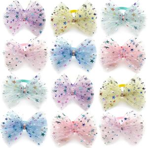 50/100pcs Pet Dog Cat Small Bow Ties Star Mesh Style Pet Dog Necktie Bowtie Adjustable Dog Neckties Dog Accessories Pet Supplies 240103