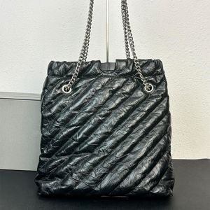 2023 Crush -Tote -Designer Mülleimer Bag Kette Handtaschen Geldbeutel Modebretter Sier Hardware schwarze Quilt -Umhängetaschen