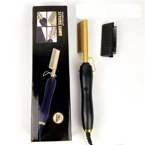 Profesjonalny 2 w 1 prosty wyprostowanie do włosów elektryczny grzebień do włosów Curling Iron PROPINGING PRZEKAZAJ STYNG 240104