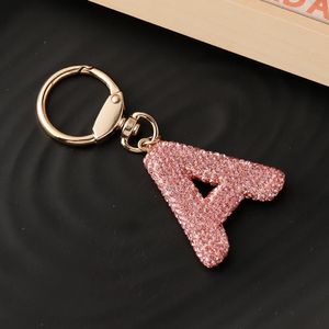 2pcs Colored Rhinestone Letter Pendant Keychain Women Key Chain Metal Bag Accessory Car Handbag Holder Jewelry Gift 240103