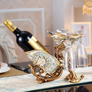 European Style Red Wine Holder Living Room Cabinet Decorations Resin Creative Household Glass Bottle Storage Rack Bar Tools 240104