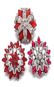 6 pezzi nuovi braccialetti gioielli a scatto strass rosso 18mm bottoni automatici fiore braccialetti adatti per le donne gioielli intercambiabili7659198