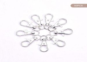 Keychains 50 PCS Metal Silver Swivel Clasps Lanyard Snap Hook Lobster CLAW CLASP DIY Split Key Ring Fjewelry Making3052200