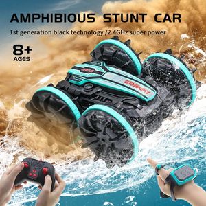 Amphibious RC Car Remote Control Stunt Vehicle Doublesided Flip Driving Drift Rc Outdoor Toys for Boys Childrens Gift 240103