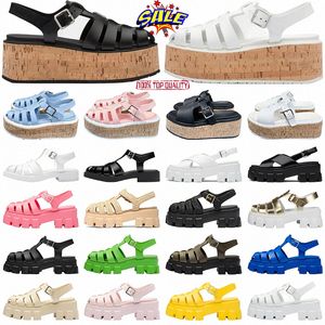 Designer Women Foam Rubber Sandals Monolith Summer Shoes Metal Triangle Logo Sandal Retro Beach Footwear Upper 5.5cm Sandals 35-40 With Box R65H#
