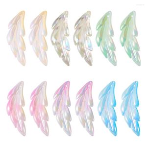 Pendant Necklaces 60Pcs Feather Charm Acrylic Pendants AB Color Plated For Bracelets Necklace Mobile Phone Chains DIY Jewelry Making