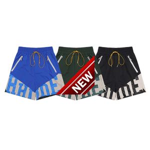 Marca de moda renda elástica casual shorts masculino e feminino de alta rua cor-bloqueando praia esportes capris