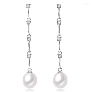 Studörhängen 925 Sterling Silver smycken Fashion Natural River White Pearl Earring Wedding Present