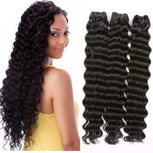 Wefts 9A Mongolian Malaysian Brazilian Indian Peruvian Unprocessed Human Virgin Natural Straight Body Loose Deep Wave Curly Hair Weaves