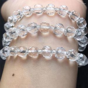 Link Bracelets Natural Clear Quartz Cube Faceted Bracelet Gemstone Crystal Jewelry Bangle For Women Healing Bohemia Holiday Gift 1pcs