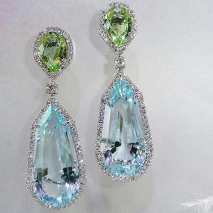 Brincos de parafuso prisioneiro 2024 de alta qualidade cristal nicho design mar azul zircão casamento chique senhoras jantar jóias acessórios