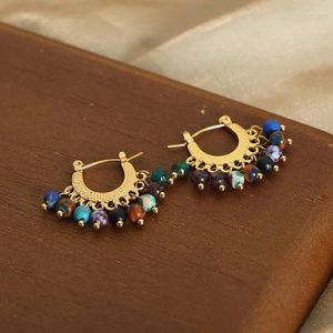 Dangle brincos de aço inoxidável para mulheres colorido ágata pingente feminino vintage luxo designer jóias presente casamento atacado