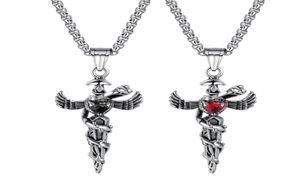 Rostfritt stål Caduceus Angel Wing Symbol för Medicine Doctor Nurse Pendant Halsband för Mens Boys8535252