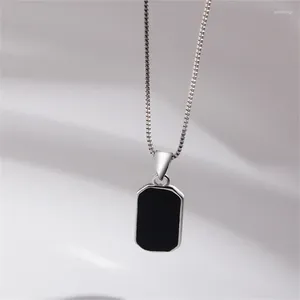 Pendants Safe And Sound Brand Pendant Necklace For Men Jewelry Classic Black Square Silver 925 Male Chain Accessories Gift Boys