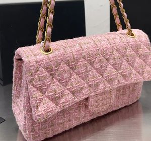 Luxury Brand Houndstooth Woolen Flap Handbag Lady Crossbody Chains Strap Pouch Messenger