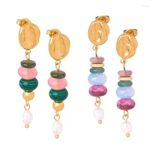 Orecchini pendenti di lusso originali e divertenti perline di perle Boho piercing all'orecchio gioielli in acciaio inossidabile da donna tendenza 2024