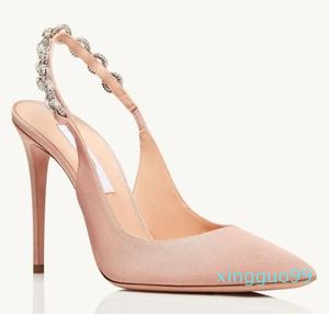 Berömda kvinnor aquazzus kärlek länk sandaler skor kristall-embelled lady pekade tå slingback pumpar fest bröllop klänning gladiator sandalier