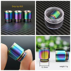 810 Drip Tips Rainbow Color Stainless Steel SS Drip Tip for 810 Thread Wide Bore Mouthpiece TFV8 Prince Tank Atomizer Bulb Glass BJ