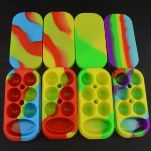 wholesale 1pc Silicone 6in1 Nonstick Wax Jars Dab Container Case Box For Soild Oil Food Grade Silicon Containers