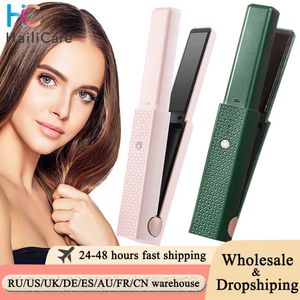 Hair Straightener Cordless Usb Hair Straightener Mini Ceramics Hair Curler 3 Constant Temperature Portable Flat Iron for Travel 240104