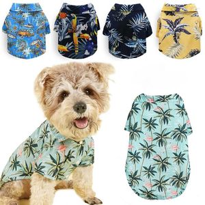 Vestuário para cães Havaiano verão praia pet t-shirt adequado para cães pequenos e médios gatos chihuahuas roupas jaquetas