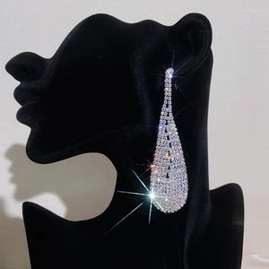 Dangle Earrings Luxury Shiny Rhinestone Hollow For Women Trendy Exotic Crystal Big Statement Long Drop Jewelry