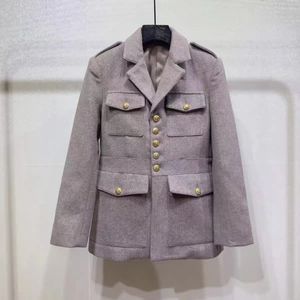 Cappotto da donna giacca firmata CE autunno e inverno 2023 nuovo cappotto di lana a quattro tasche con fibbia in metallo di lusso retrò di lusso di fascia alta