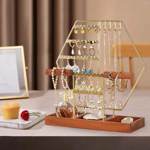 Jewelry Pouches Display Stand Storage Rack Dressing Table Ear Studs With Wood Tray For Anklet Necklaces Bracelets