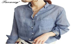 コットンフェム女性服レディーストップファッション2021 Blusas Femininas Women Blouses Linen Blouse White Shirt Plus size roupas women4792099