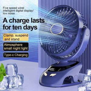 Electric Fans New USB Rechargeable Clip Fan 6000mah Ultra Quiet Electric Fan Air Cooler High Quality Portable Student Cute Cooling Fans YQ240104