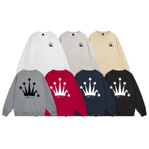 24FW High Quality Ice Cream Fire Flame Crown Print Neck Hoodie Printing Sweatshirts Casual Loose Pullover