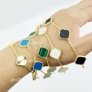 Designer armband mode klassiker fyra bladklöver charm armband armband kedja guld agat skalmor av pärla för flicka bröllop mothe dag smycken kvinnor bra