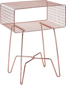 MDESIGN Modern Industrial Side Table med förvaringshylla, minimal slutbord med två nivåer, metallburnät - Accentmöbler för vardagsrum, sovrum