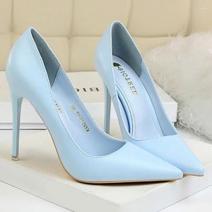 Dress Shoes Women Fetish 7.5cm 10.5cm High Heels Lady Wedding Bridal Pumps Scarpins Blue Yellow Red Low Plus Size Stripper