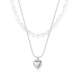 Ожерелья с подвесками ALLME, французский пресноводный жемчуг, металлическое сердце для женщин, 14-каратное золото, посеребрение, медное двухслойное колье