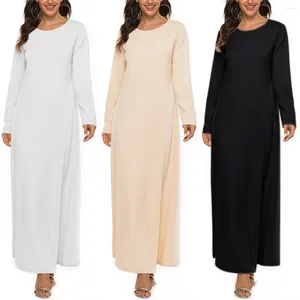 Roupas étnicas Moda Vestido Manga Longa Sólida Eid Muçulmano Mulheres Soltas Abaya Vestidos de Festa Ramadan Abayas Caftan Kaftan Vestidos Elegantes