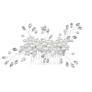 Copricapo da donna, fiore da sposa, pettine per capelli, pezzo in argento, resistente, con perle bianche per ornamenti decorativi