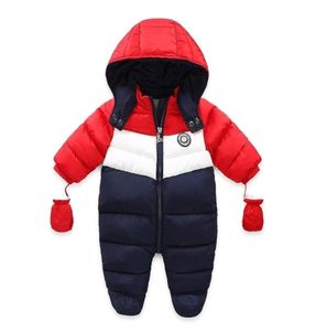 Baby Boy Winter Down Snowsuit Newborn Thick Outerwear Rompers Fleece Liner Baby Snow Wear Hooded Jumpsuit Children Clothes 203705364