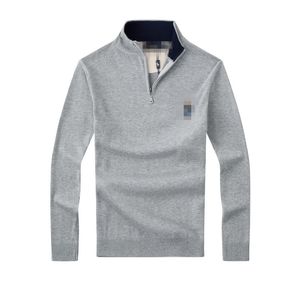 Senior Designer Men's Sweater Pullover Brand Polo broderad elastisk ulltröja Autumn/Winter Sticked tröja Halva blixtlås Hög hals Varm tröja