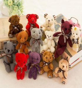 Stuffed teddy bear plush toys girl baby shower party favor cartoon animal key bag pendants 12cm Christmas presents7918436