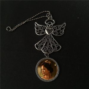 sublimation blank angel wing car hanger pendants with big zircon charms hot transfer printing blank consumables