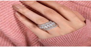 Ankomst Rose Gold Color 4 Pieces Stacked Stack Wedding Engagement Ring Set för Women Fashion Band R5899 2110122084513