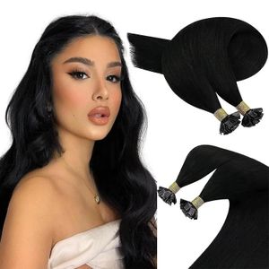 Extensions Plat Tip Hårförlängningar Mänskligt hår 1430 tum Fusion Hårförlängning 100g Keratin Förbunden hår Salong Real Hair Thick End Bella