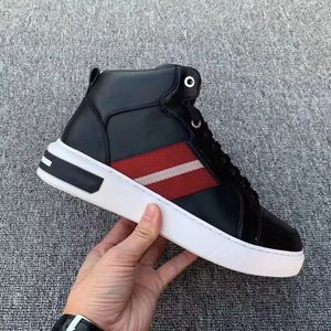 24 Elegante High Top Myles Sapatilhas Sapatos Homens Bezerro Couro Preto Branco Casual Andando Leve Sola De Borracha Lift Stripe Platform Trainers EU38-46