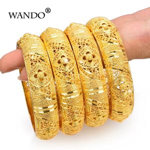 Bangle 24k 4pcs/Lot Dubai Gold Color Bangles For Women Girl Bracelet Arab/Ethiopian Bridal Ramadan Bangles Jewelry Gift