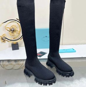 Kalite Diz Botları Tasarımcı Yüksek Thunky Alt Kaşmir Pamuk Kadın Açık Ayakkabı Tasarımcısı Boot Martin Rainboots Cowboy